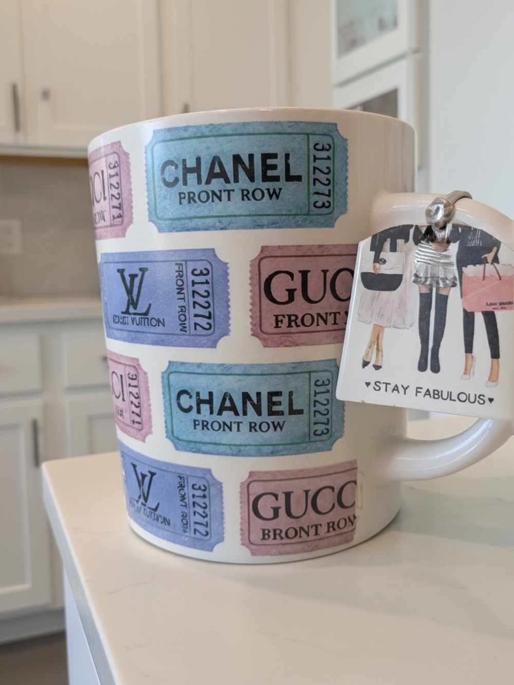 Front Row Ticket-Print Ceramic Mug - By Amanda Greenwood Art NWT
